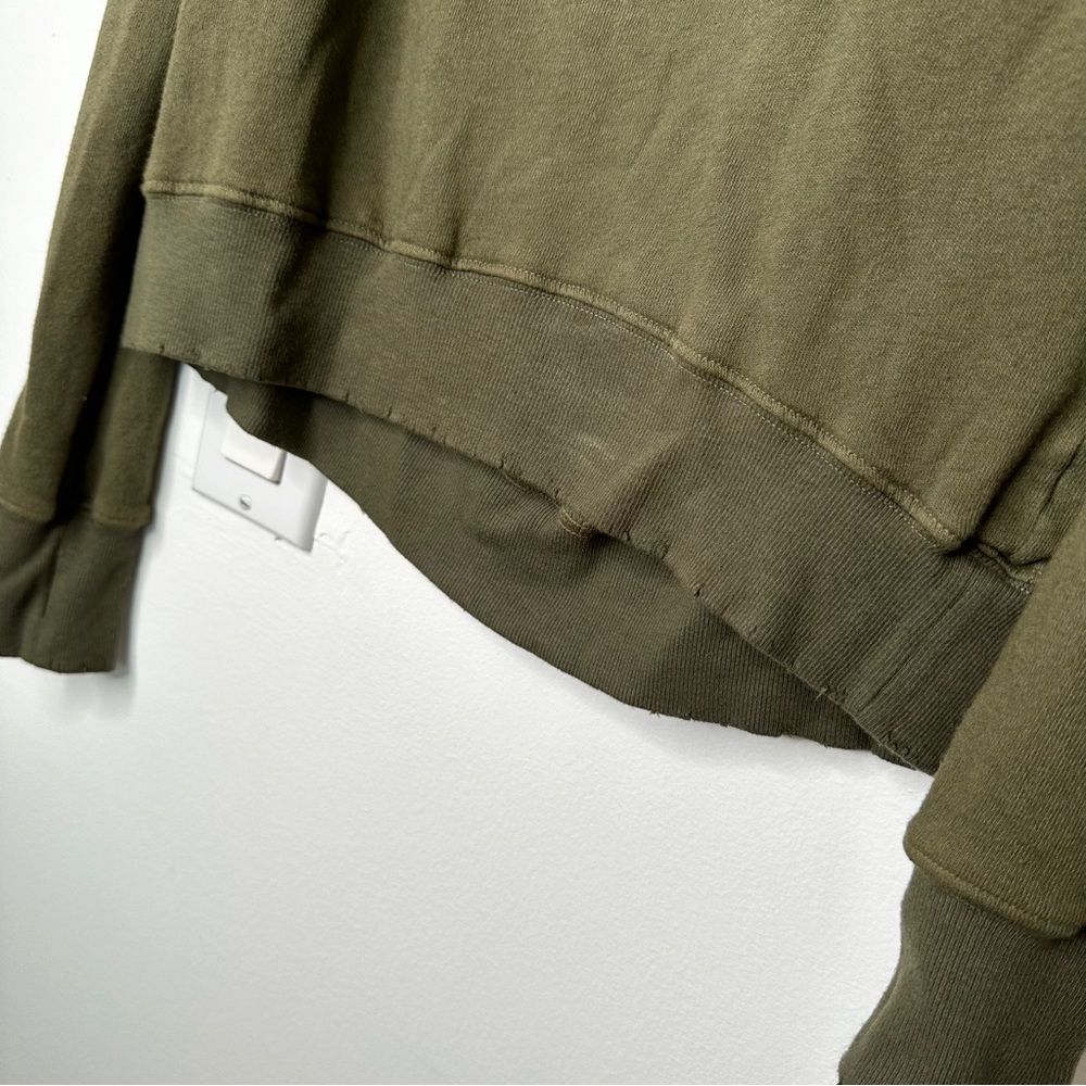 Pam & Gela Destroyed Cold Shoulder Sweatshirt Green P/0/XS - Picture 9 of 11